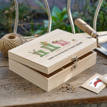 Personalised Welly Boot Seed Box For Garden Lovers, 3 of 9