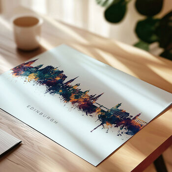 Edinburgh Skyline Cityscape Monochrome Art Print, 8 of 12