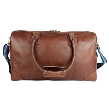 'Watkins' Men's Leather Travel Bag In Cognac, 7 of 12