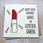 Personalised Glitter Lipstick Special Age Birthday Card, thumbnail 1 of 2