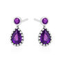 Sterling Silver Amethyst Drop Stud Earrings – 13mm X 6mm, thumbnail 9 of 9