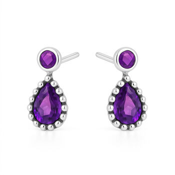 Sterling Silver Amethyst Drop Stud Earrings – 13mm X 6mm, 9 of 9