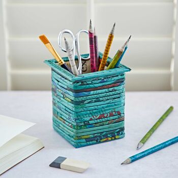 Recycled Newspaper Square Pencil Holder, 8 of 12