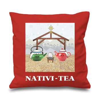 Funny Tea Christmas Cushion, 3 of 5