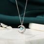 Sterling Silver Blue Opal Moon And Star Pendant Necklace, thumbnail 1 of 10