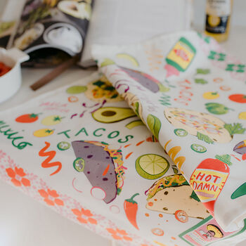 Tacos Organic Cotton Tea Towel, 2 of 6