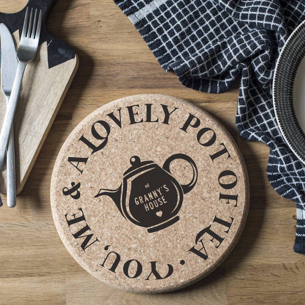 Personalised Tea Pot Cork Trivet By Delightful Living