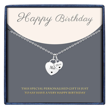 Personalised Name Double Heart Pendant Necklace With Special Symbol, 3 of 9