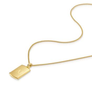 Wide Ingot Men's Necklace 18 K Gold Plated Solid Silver, 2 of 7