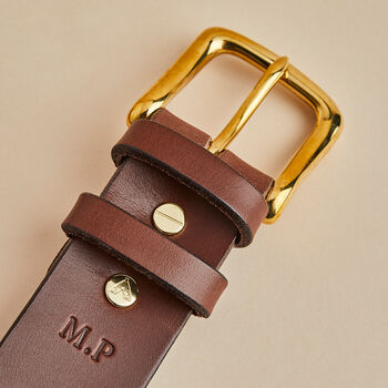 Personalised Men's Leather Belt With Engraved Message, 4 of 8