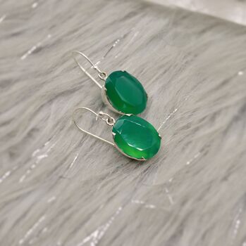 Green Onyx Silver Earrings, 5 of 12