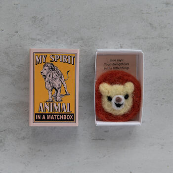 Wool Felt Lion Spirit Animal Gift In A Matchbox, 4 of 7