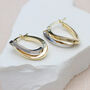 9ct Two Colour Gold Wave Creole Hoop Earrings, thumbnail 1 of 3