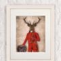 Deer In Red Jacket, Full, Art Print, Framed Or Unframed, thumbnail 7 of 8