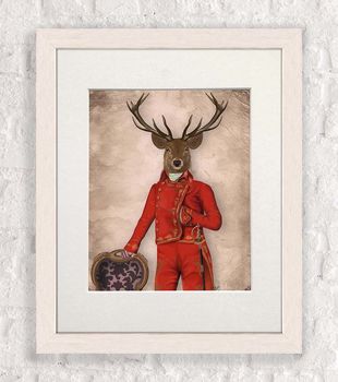 Deer In Red Jacket, Full, Art Print, Framed Or Unframed, 7 of 8