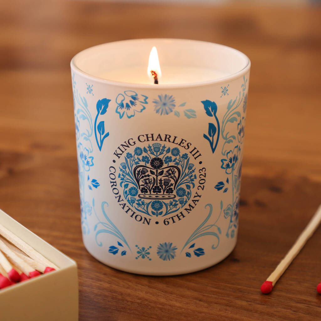 Blue Floral King's Coronation Natural Candle, 1 of 6