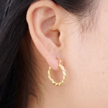 Gold 20mm Twisted Rope Hoop Earrings, 2 of 7