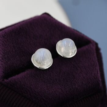 Natural Moonstone Stud Earrings In Sterling Silver, 3 of 12
