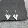 Sterling Silver Textured Heart Charm Hoops, thumbnail 7 of 10