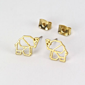 Geometric Origami Elephant Stud Earrings, 3 of 9