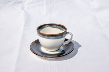 Navy Set Of Six Handmade Porcelain Tea Cup With Saucer, 11 of 11