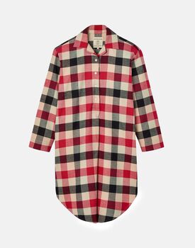 Women's Red Shire Square Brushed Cotton Nightshirt, 2 of 2