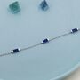 Sterling Silver Sapphire Blue Cz Baguette Satellite Bracelet, thumbnail 5 of 12