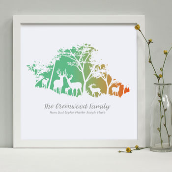 Personalised Woodland Deer Family Framed Print, 3 of 9