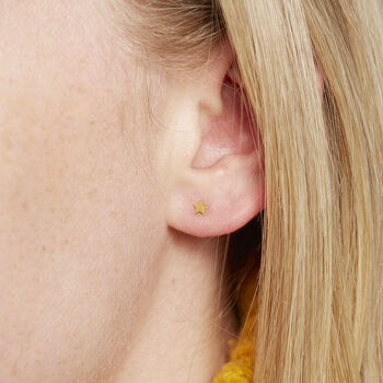 Gold Plated Star Stud Earrings, 2 of 5