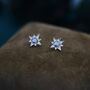 Moonstone Starburst Stud Earrings In Sterling Silver, thumbnail 2 of 9