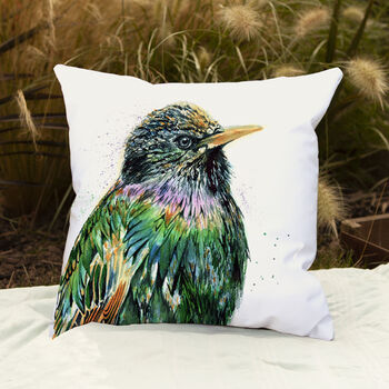 Inky Starling Water Resistant Outdoor Garden Cushion, 2 of 8