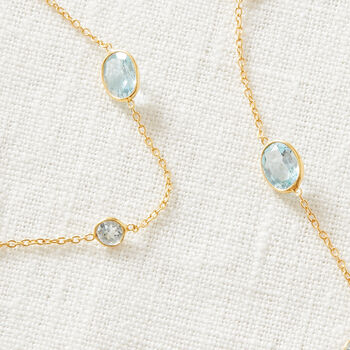 Blue Topaz Pebble Gold Plated Silver Chain Necklace, 3 of 11