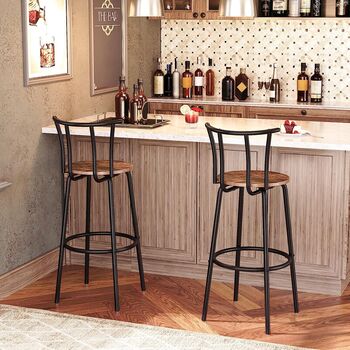 Set Of Two Bar Stools Chairs Kitchen Seats Footrest, 3 of 9