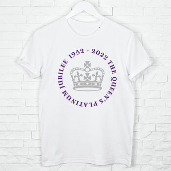 Queen's Platinum Jubilee Silver Crown Adult T Shirt, 2 of 3