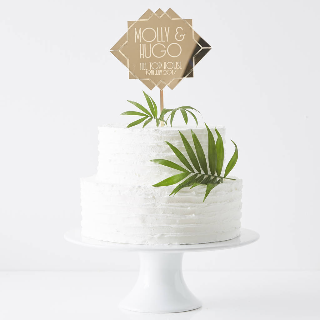 Personalised Art Deco Wedding Cake Topper, 1 of 8