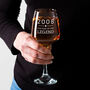 Personalised Engraved Legend Wine Glass Mens Birthday Gifts, thumbnail 2 of 4