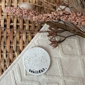 Personalised Tealight Holder Gift, Handmade Clay Tealight Tray, 2 of 2