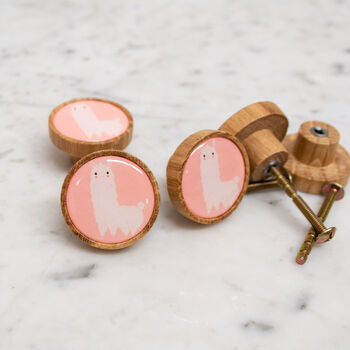 Pink Llama Oak Knob, Drawer Or Door Handle, 4 of 4