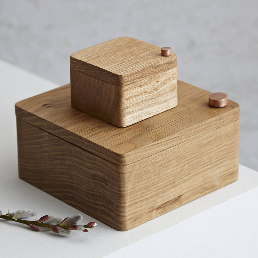 personalised mini oak trinket box by life of riley