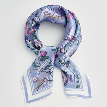 Tree Of Life Vintage Blue Square Scarf, 2 of 3