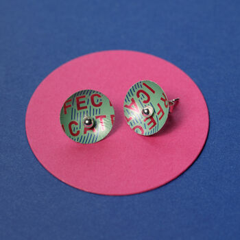 Colourful Green Graphic Silver Earing Studs, 12 of 12