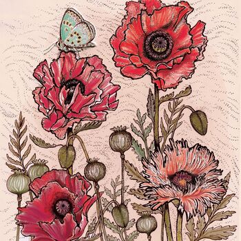 'Poppies And Butterfly' Print, 3 of 3