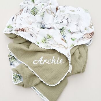Personalised Wildflower Organic Muslin Baby Blanket, 11 of 12