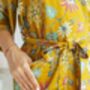 Gold Yellow Silky Kimono Robe, thumbnail 5 of 6