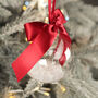 Round Glass Merry Christmas Message Snow Filled Tree Bauble Decoration, thumbnail 3 of 7