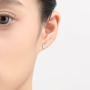 Peace Sign Hand Stud Earrings In Sterling Silver, 4 of 11