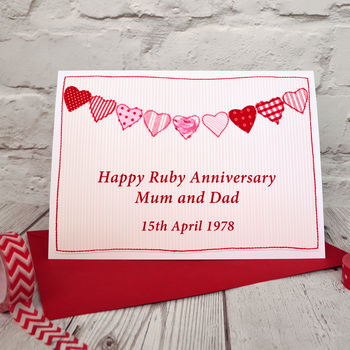 'Heart Bunting' Personalised Anniversary Card, 2 of 3