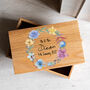 Personalised Floral Spring Wedding Keepsake Oak Box, thumbnail 3 of 3