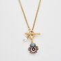 Gold Pansy And Pearl Toggle Necklace, thumbnail 1 of 9