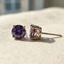 Amethyst Moissanite Crystal Sterling Silver Earrings, thumbnail 1 of 5
